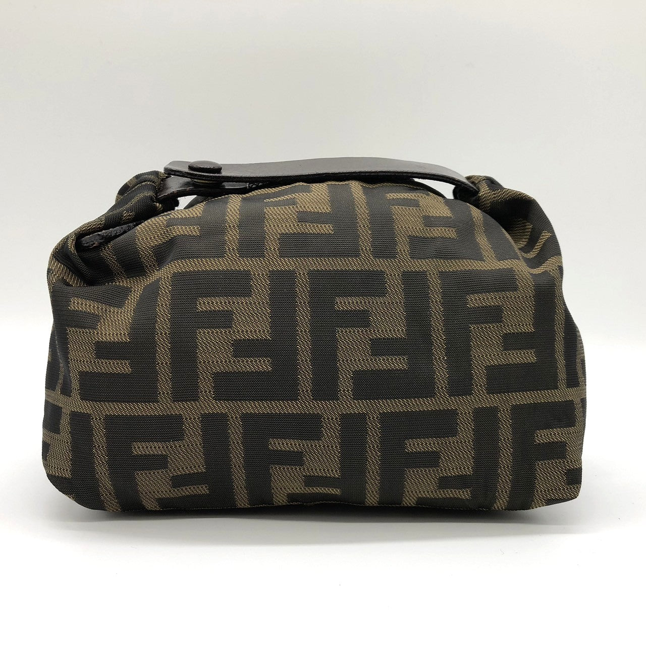 Fendi 2262226540009 Pouch Khaki Brown Nylon/Leather Zucca