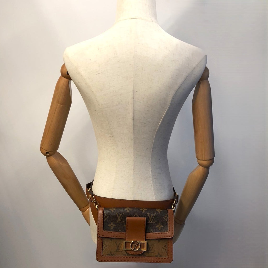 LOUIS VUITTON M44586 Monogram Reverse Bum Bag, Brown, for Men and Women PRE-OWNED