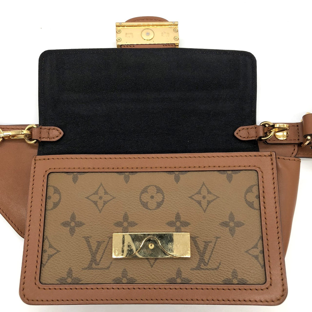 LOUIS VUITTON M44586 Monogram Reverse Bum Bag, Brown, for Men and Women PRE-OWNED