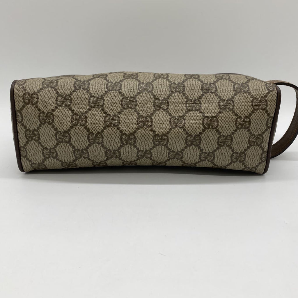 GUCCI Old Gucci 014 58 Clutch Pouch Second Bag GG Supreme PVC Leather Brown Women's Men's Vintage PRE-OWNED