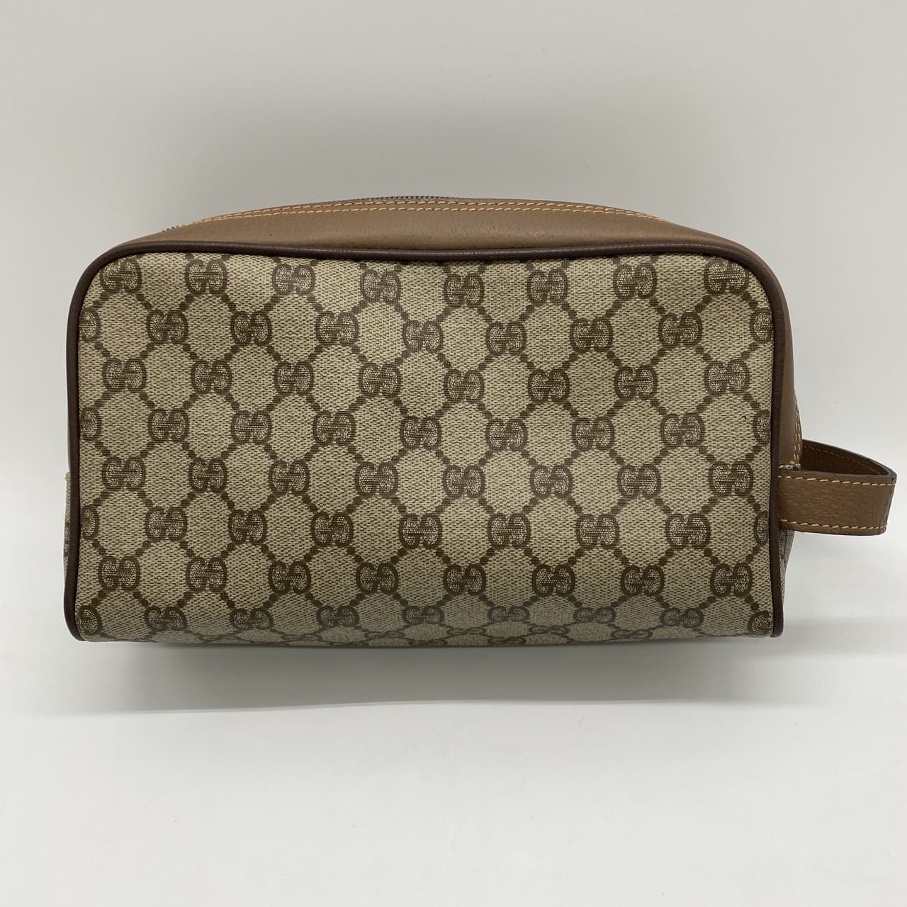 GUCCI Old Gucci 014 58 Clutch Pouch Second Bag GG Supreme PVC Leather Brown Women's Men's Vintage PRE-OWNED