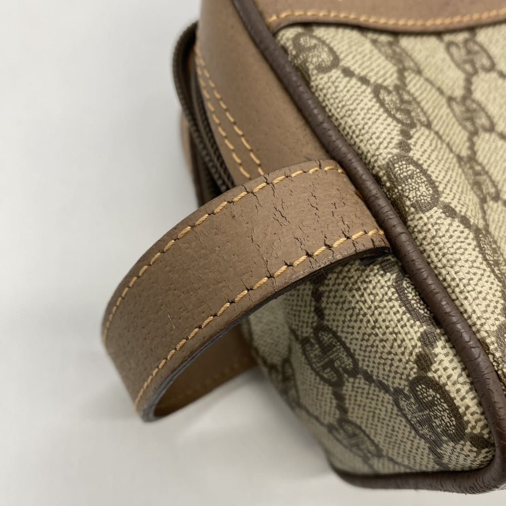 GUCCI Old Gucci 014 58 Clutch Pouch Second Bag GG Supreme PVC Leather Brown Women's Men's Vintage PRE-OWNED
