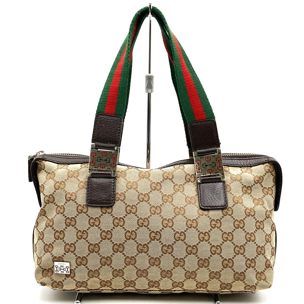 GUCCI 145759 Handbag, Brown, GG Canvas, Sherry Line, Women's Fashion, Brand Name, High-End, Used PRE-OWNED