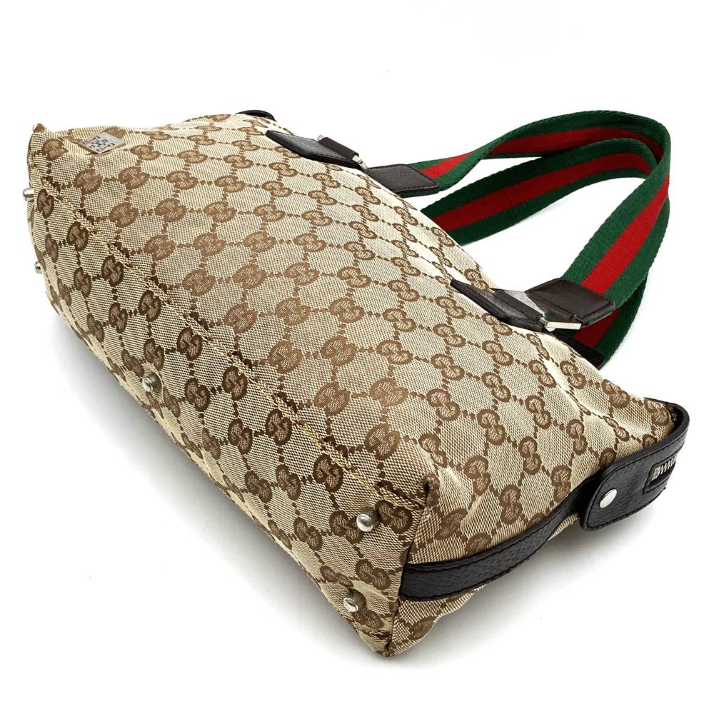 GUCCI 145759 Handbag, Brown, GG Canvas, Sherry Line, Women's Fashion, Brand Name, High-End, Used PRE-OWNED