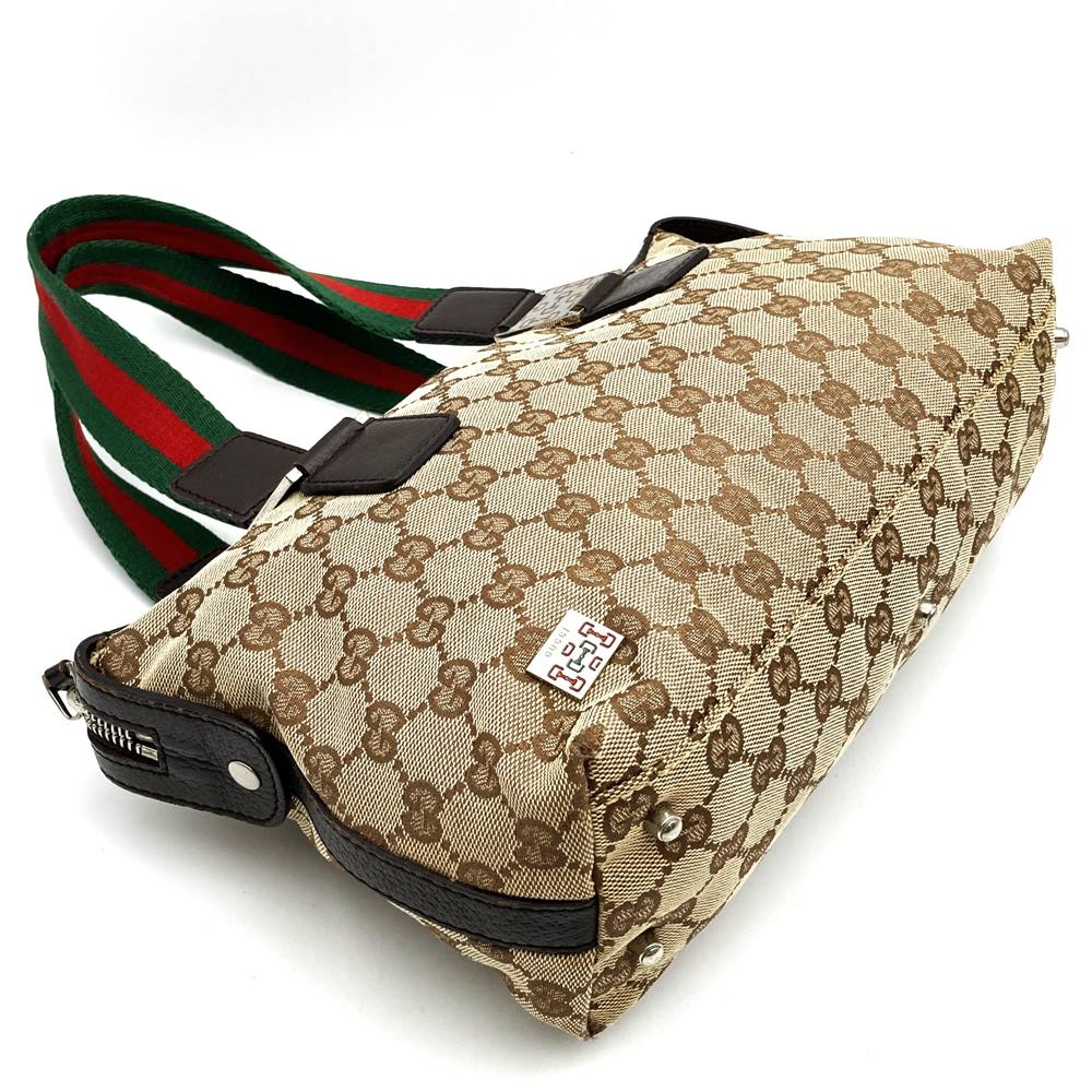 GUCCI 145759 Handbag, Brown, GG Canvas, Sherry Line, Women's Fashion, Brand Name, High-End, Used PRE-OWNED