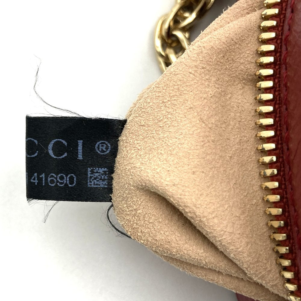 GUCCI GG Marmont Sherry Line Mini Round Ophidia Shoulder Bag 550618 Suede/Leather Red Navy Women's