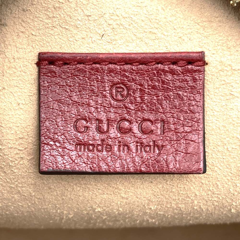 GUCCI GG Marmont Sherry Line Mini Round Ophidia Shoulder Bag 550618 Suede/Leather Red Navy Women's