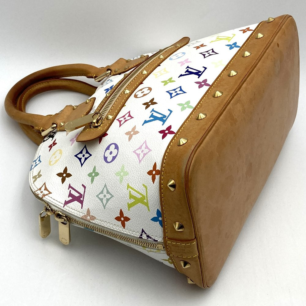Used Louis Vuitton Alma (old) handbag, white, Monogram Multicolore, M92647.
