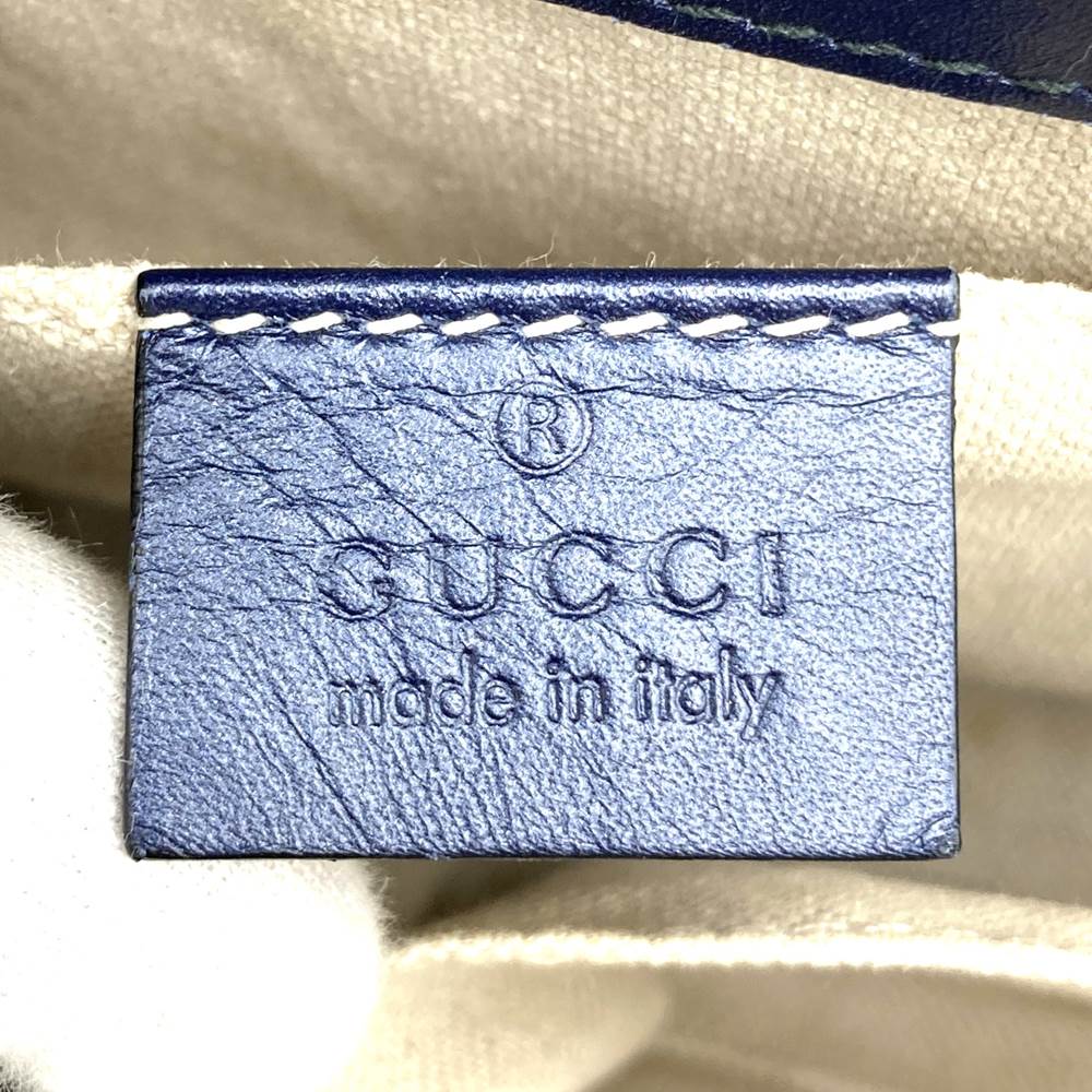 GUCCI 295402 GG Shoulder Bag, Horsebit design, Navy Blue, Patent Enamel, Women's, Brand New PRE-OWNED