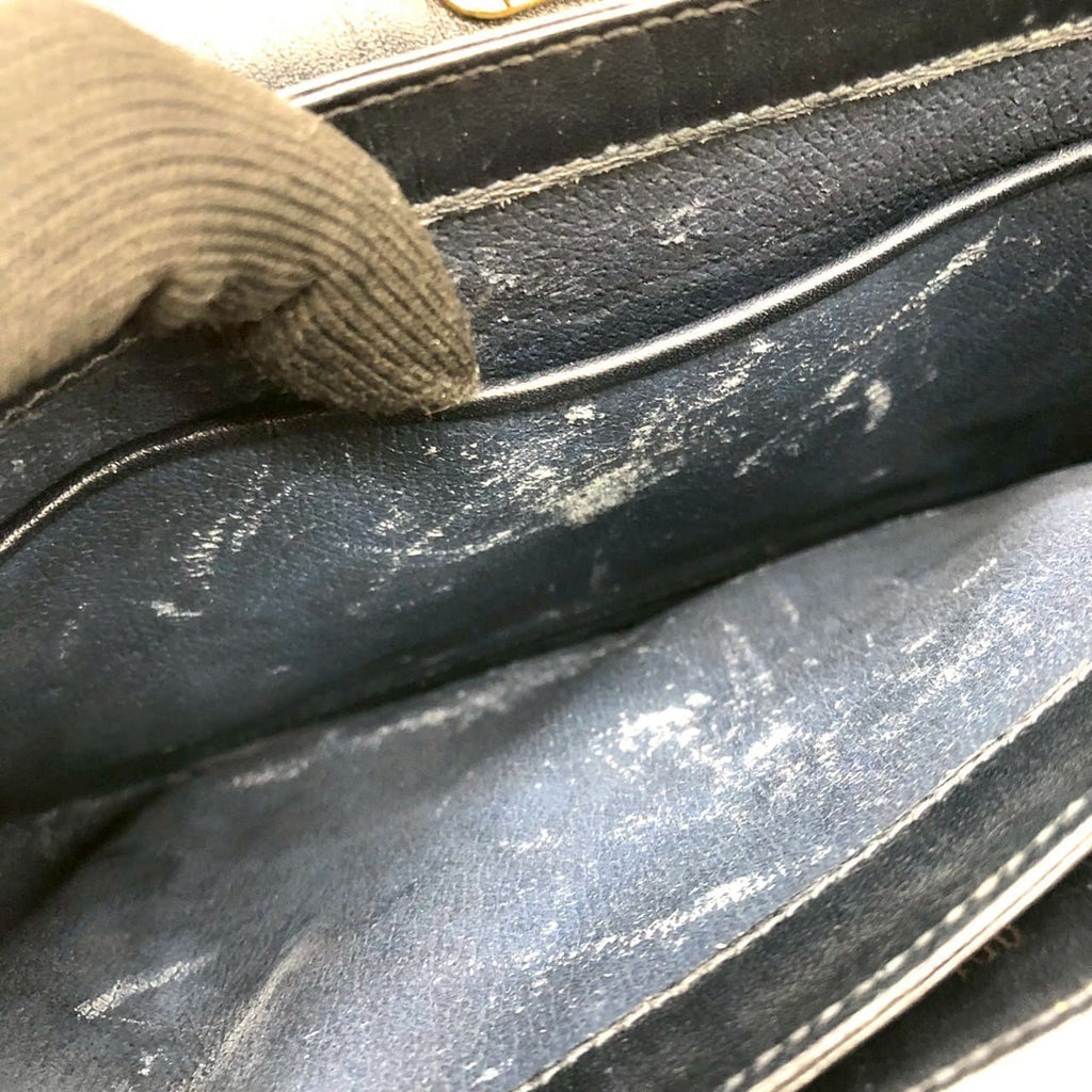 GUCCI 001 406 Micro GG Shoulder Bag, PVC Leather, Navy, Old Gucci, Women's Vintage PRE-OWNED