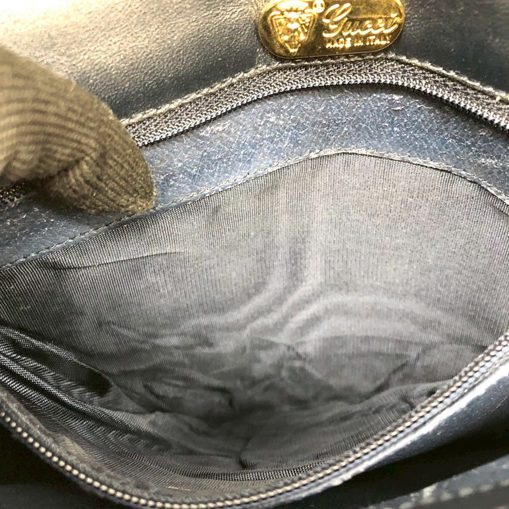 GUCCI 001 406 Micro GG Shoulder Bag, PVC Leather, Navy, Old Gucci, Women's Vintage PRE-OWNED