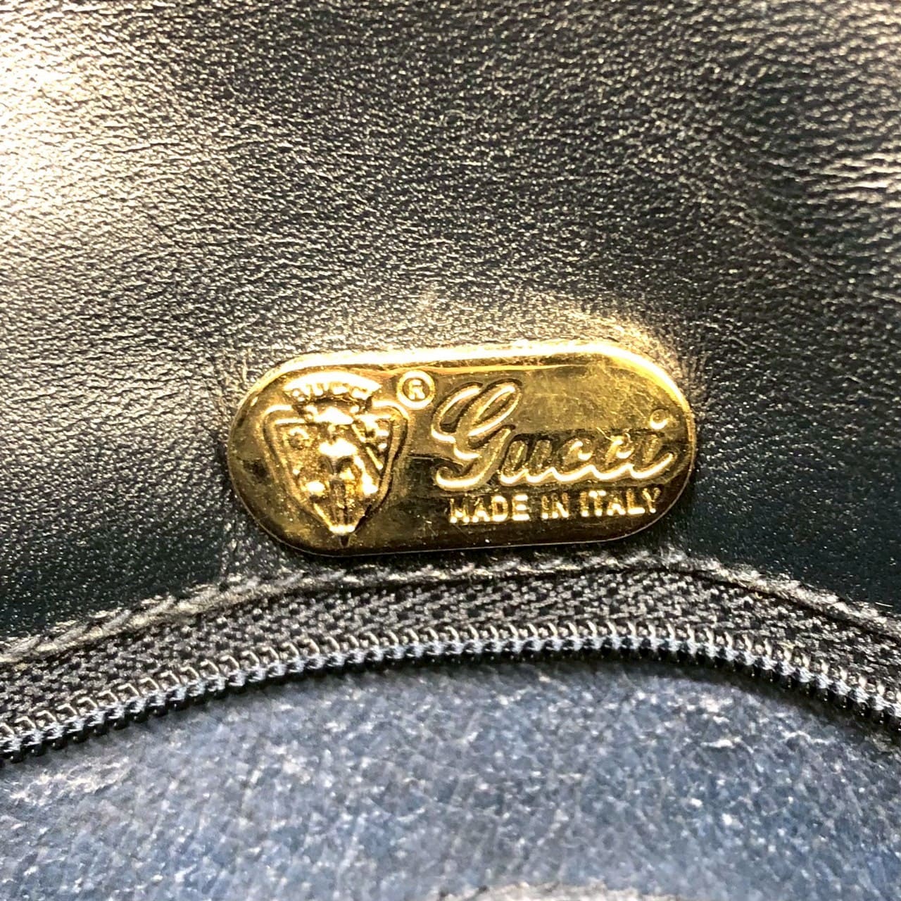 GUCCI 001 406 Micro GG Shoulder Bag, PVC Leather, Navy, Old Gucci, Women's Vintage