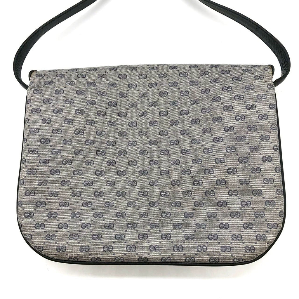 GUCCI 001 406 Micro GG Shoulder Bag, PVC Leather, Navy, Old Gucci, Women's Vintage PRE-OWNED