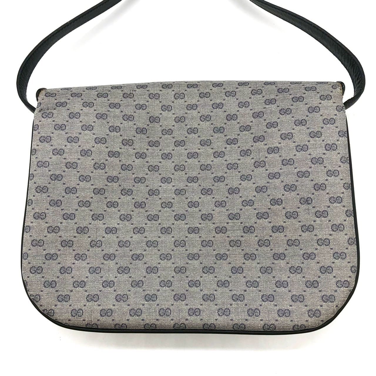 GUCCI 001 406 Micro GG Shoulder Bag, PVC Leather, Navy, Old Gucci, Women's Vintage