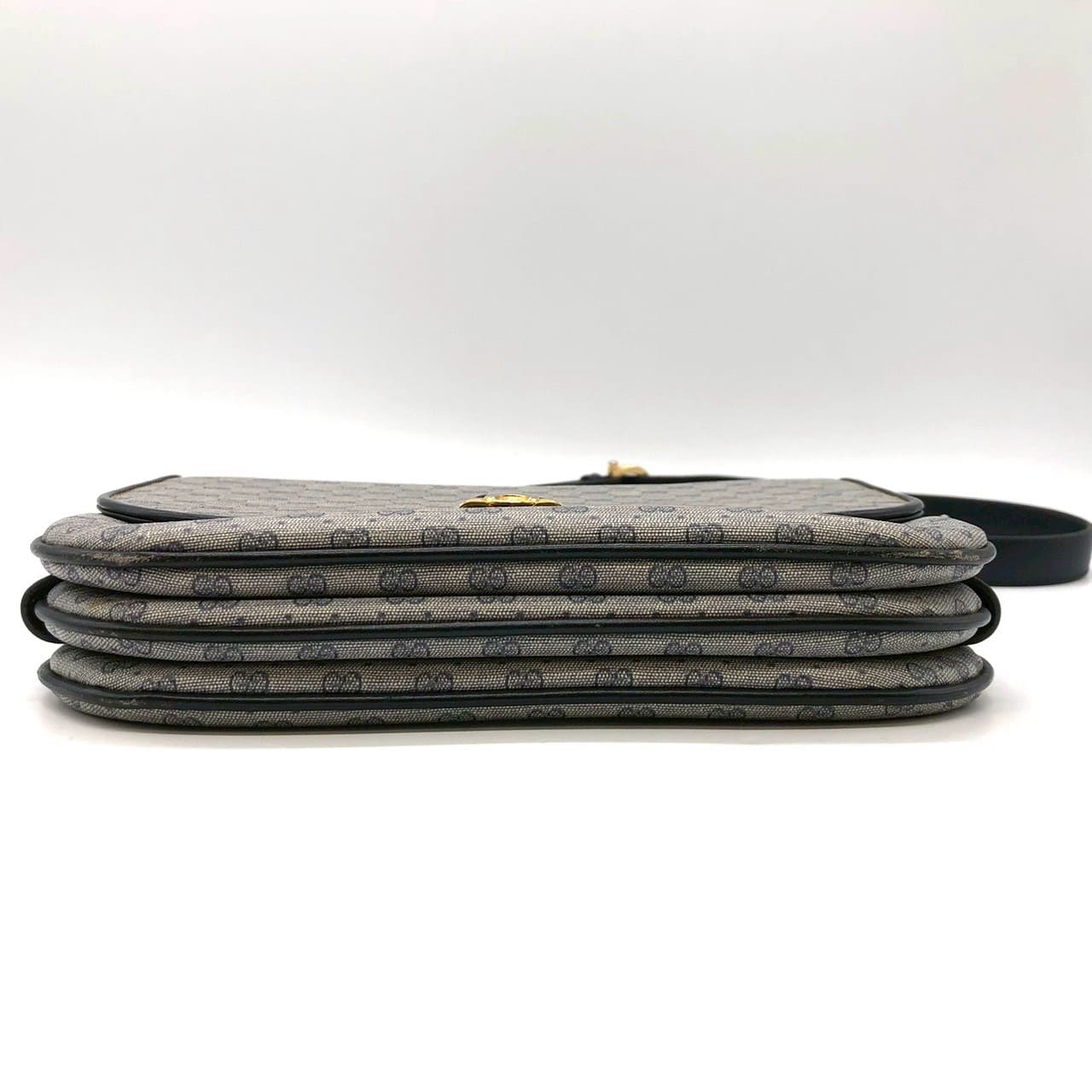 GUCCI 001 406 Micro GG Shoulder Bag, PVC Leather, Navy, Old Gucci, Women's Vintage