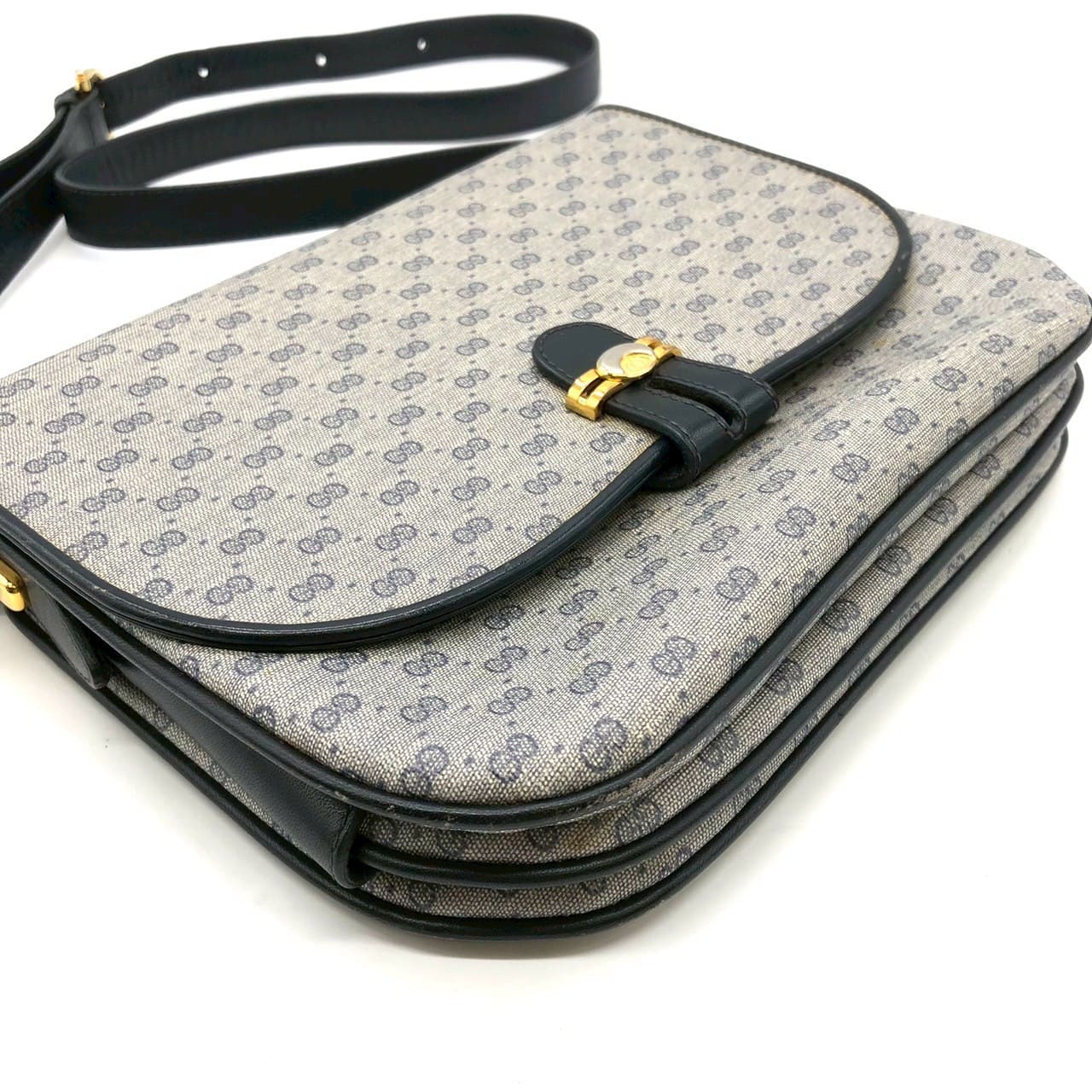GUCCI 001 406 Micro GG Shoulder Bag, PVC Leather, Navy, Old Gucci