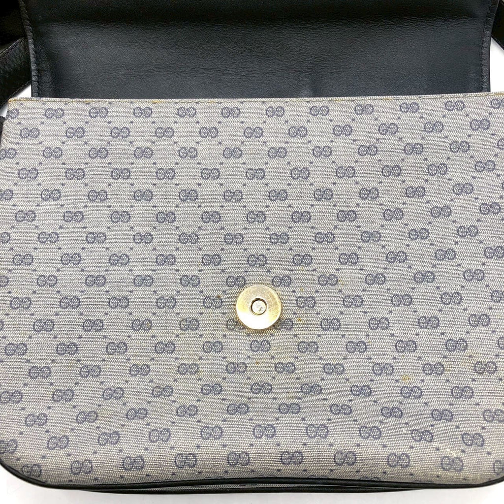 GUCCI 001 406 Micro GG Shoulder Bag, PVC Leather, Navy, Old Gucci, Women's Vintage PRE-OWNED