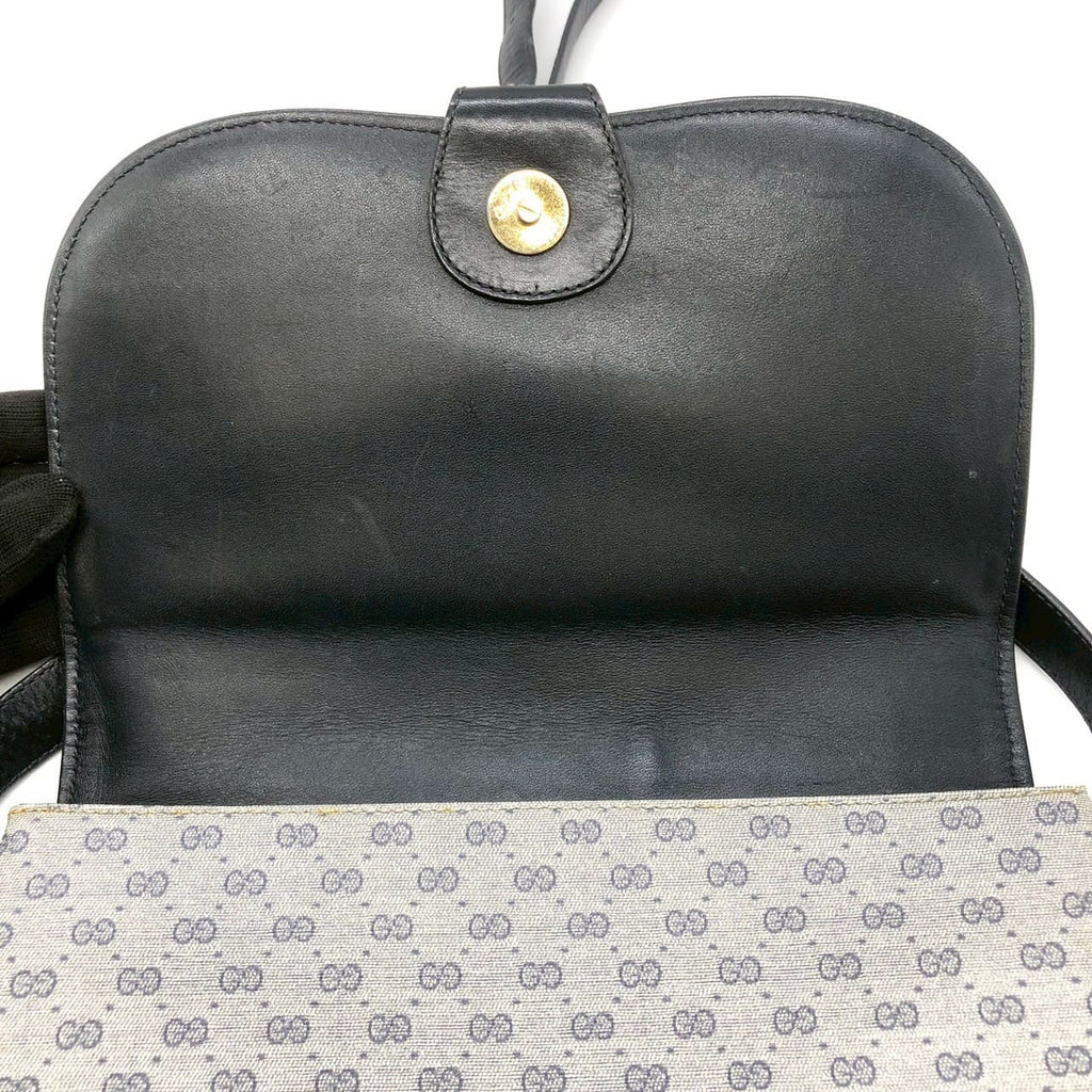 GUCCI 001 406 Micro GG Shoulder Bag, PVC Leather, Navy, Old Gucci, Women's Vintage PRE-OWNED