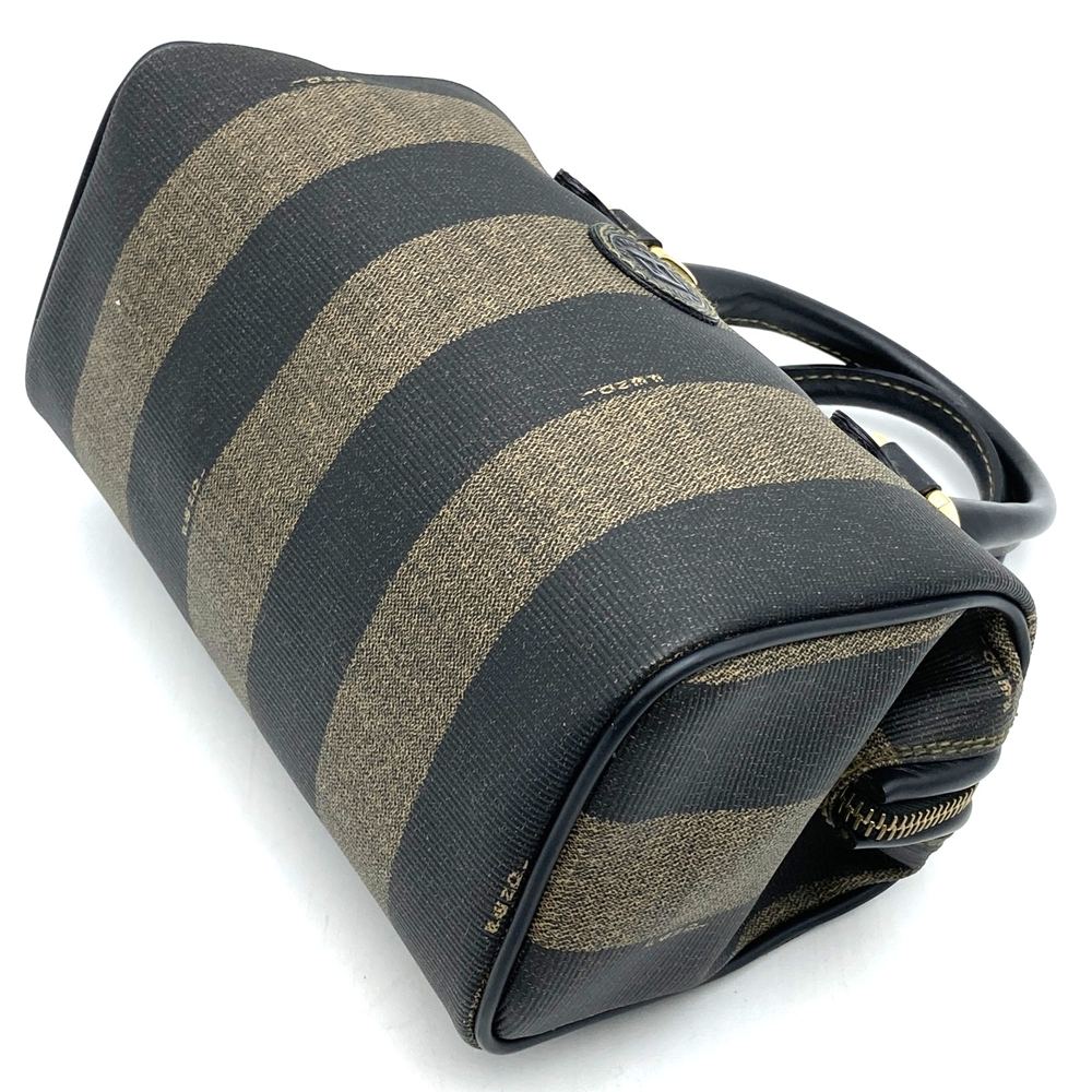 FENDI Mini Boston Handbag, Pecan Style, PVC Leather, Brown/Black, Women's Vintage