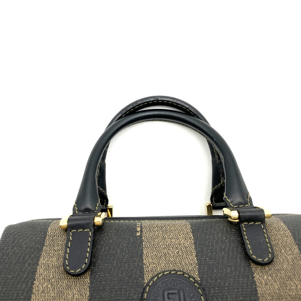 FENDI Mini Boston Handbag, Pecan Style, PVC Leather, Brown/Black, Women's Vintage