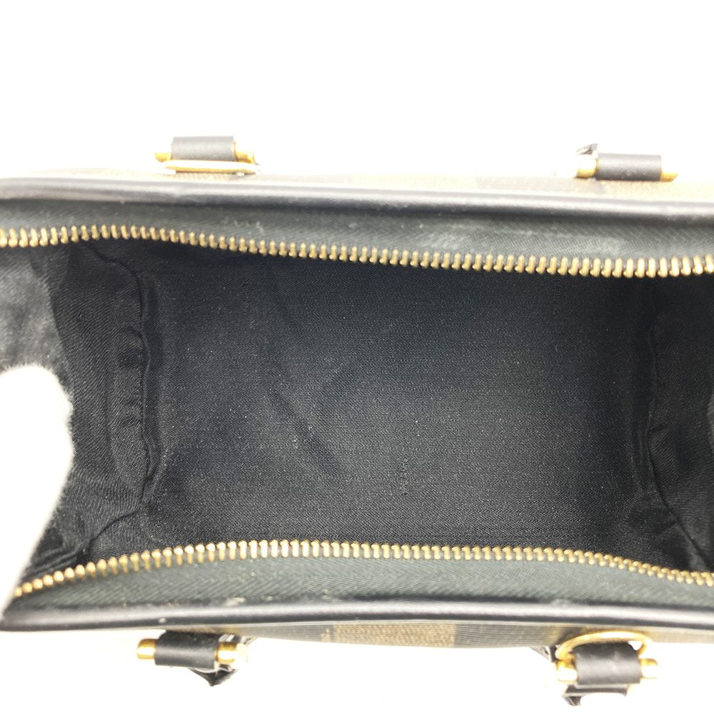 FENDI Mini Boston Handbag, Pecan Style, PVC Leather, Brown/Black, Women's Vintage