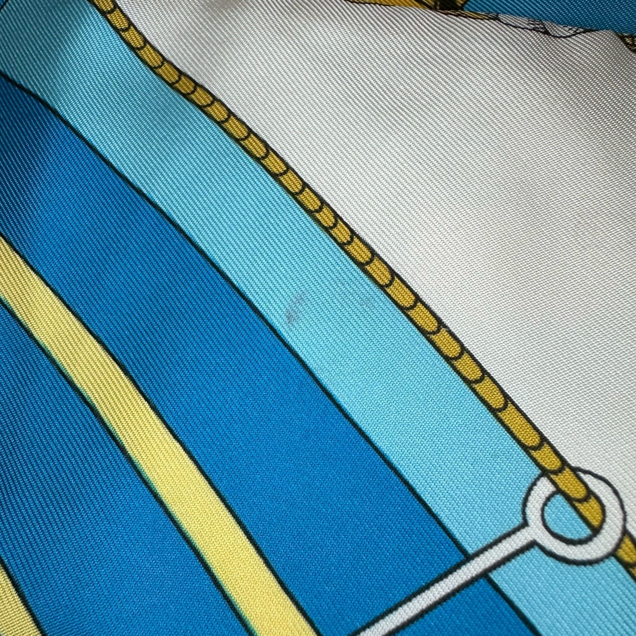 HERMES Twilly Scarf, Circus Design, Silk, Blue, Women's Fashion Brand, USED