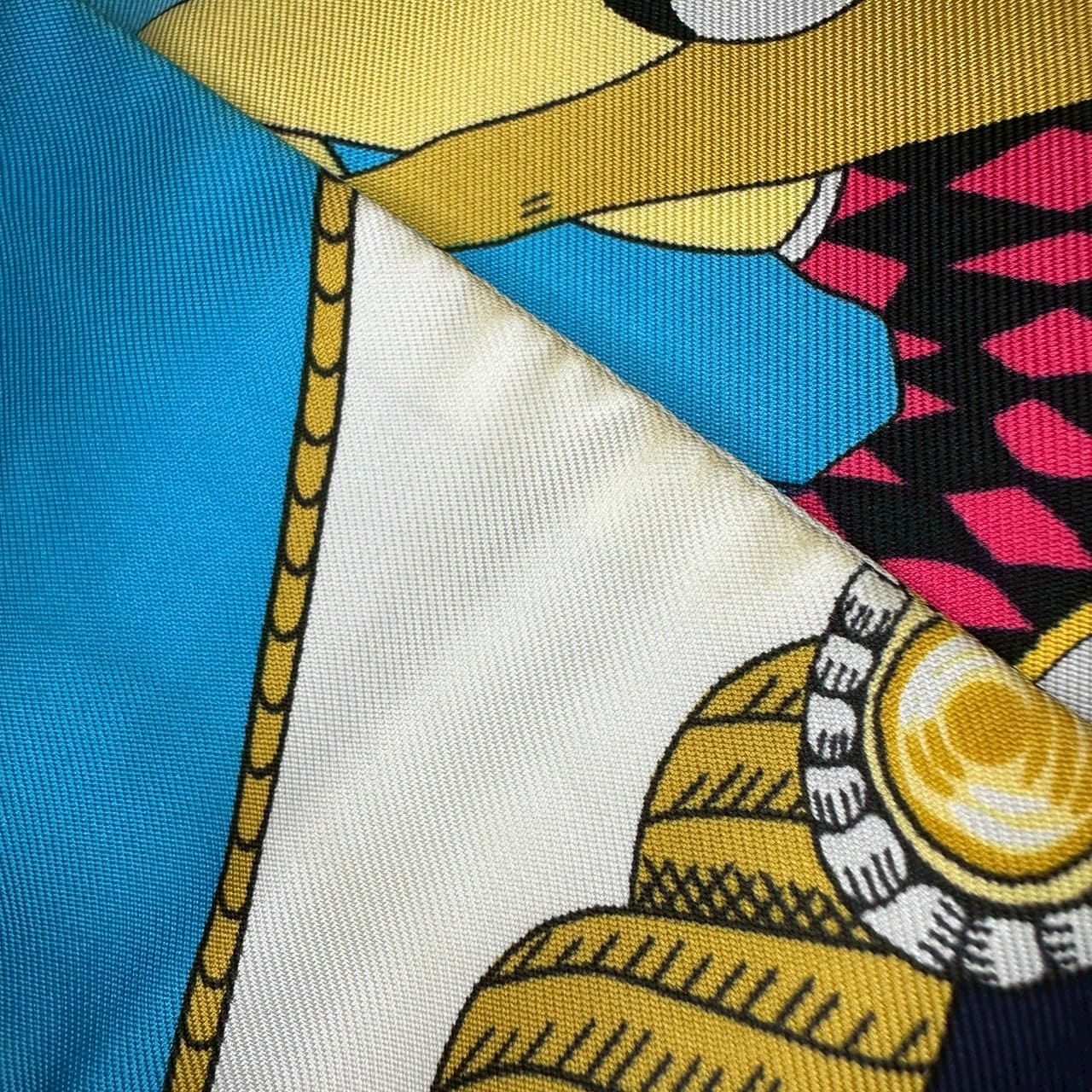 HERMES Twilly Scarf, Circus Design, Silk, Blue, Women's Fashion Brand, USED