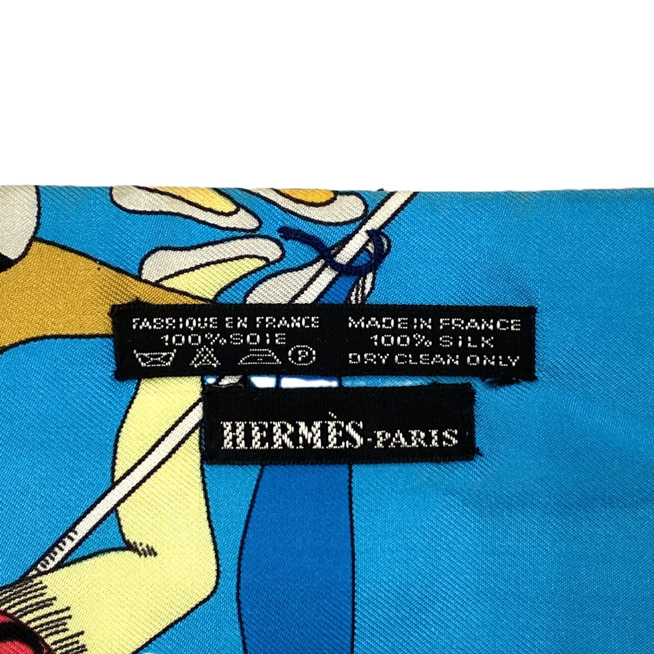 HERMES Twilly Scarf, Circus Design, Silk, Blue, Women's Fashion Brand, USED