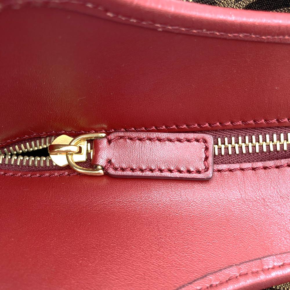 FENDI 8BH156 Zucca Handbag Tote Bag Canvas Brown Red Women's