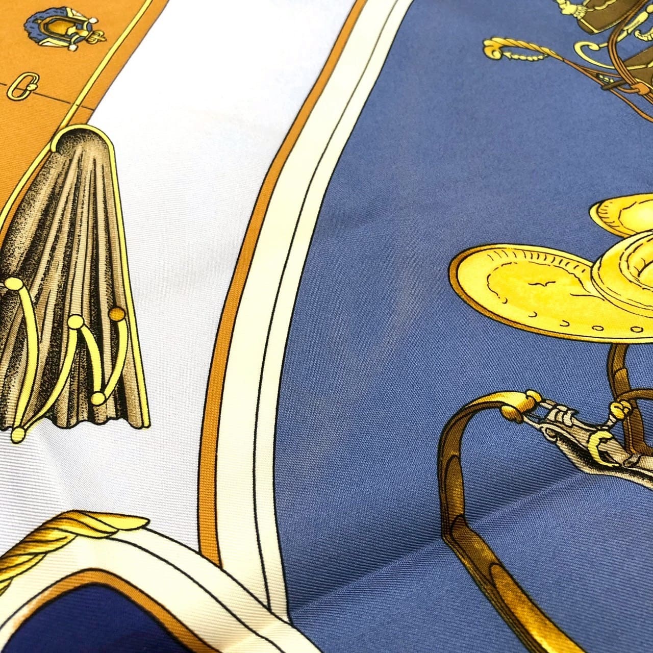 HERMES Carre 90 SPRINGS Scarf, Silk, Navy, Women's, Vintage