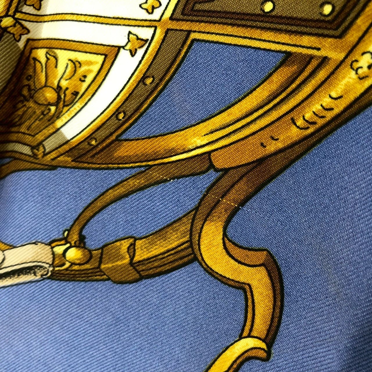 HERMES Carre 90 SPRINGS Scarf, Silk, Navy, Women's, Vintage