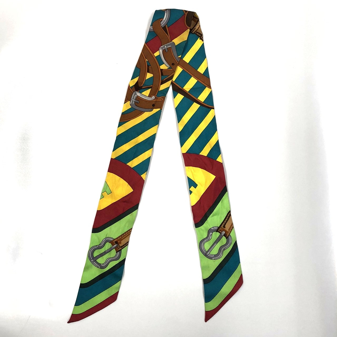 HERMES Twilly Belt Scarf, Silk, Green, Multicolor, Women's Fashion Brand