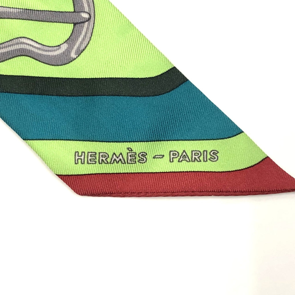 HERMES Twilly Belt Scarf, Silk, Green, Multicolor, Women's Fashion Brand PRE-OWNED