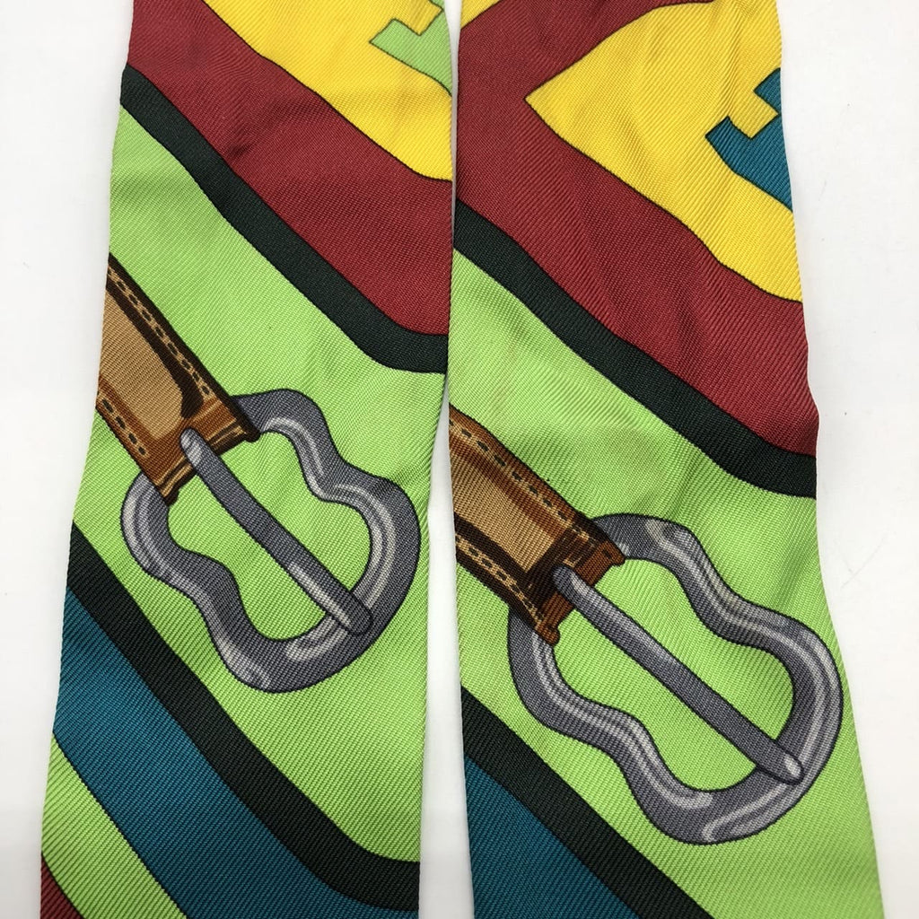 HERMES Twilly Belt Scarf, Silk, Green, Multicolor, Women's Fashion Brand PRE-OWNED