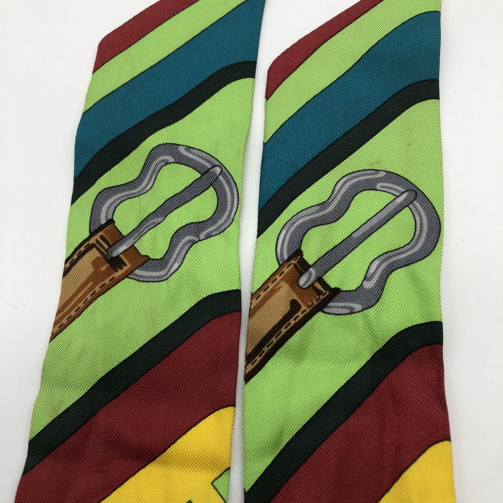 HERMES Twilly Belt Scarf, Silk, Green, Multicolor, Women's Fashion Brand PRE-OWNED