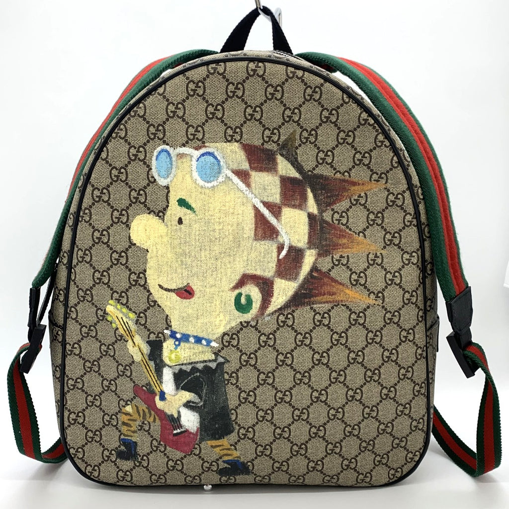 GUCCI 433578 子供用パンキーフレンドバックパック/デイパック、GGスプリームキャンバス、シェリーライン入り、ブラウン、メンズ、レディース、キッズ向け【中古品】