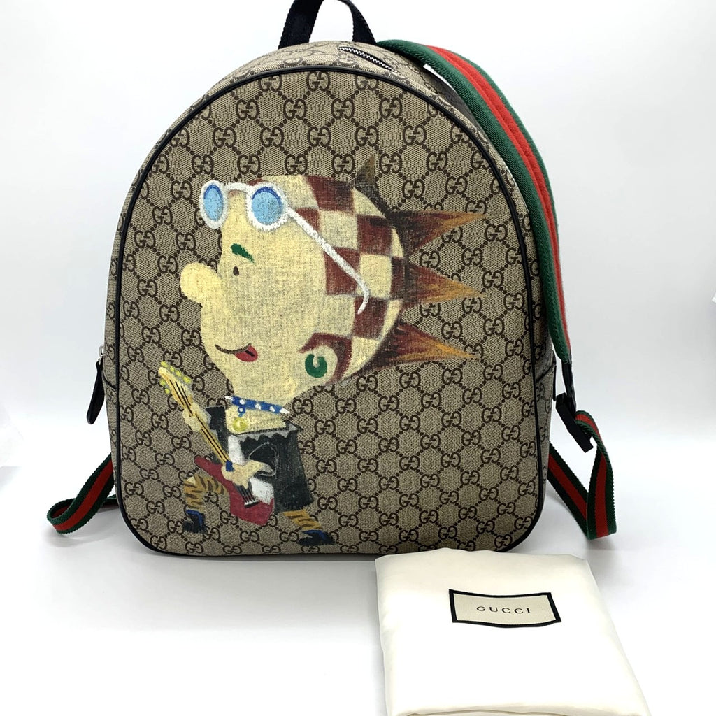 GUCCI 433578 子供用パンキーフレンドバックパック/デイパック、GGスプリームキャンバス、シェリーライン入り、ブラウン、メンズ、レディース、キッズ向け【中古品】
