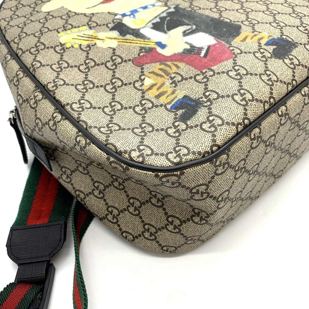 GUCCI 433578 子供用パンキーフレンドバックパック/デイパック、GGスプリームキャンバス、シェリーライン入り、ブラウン、メンズ、レディース、キッズ向け【中古品】