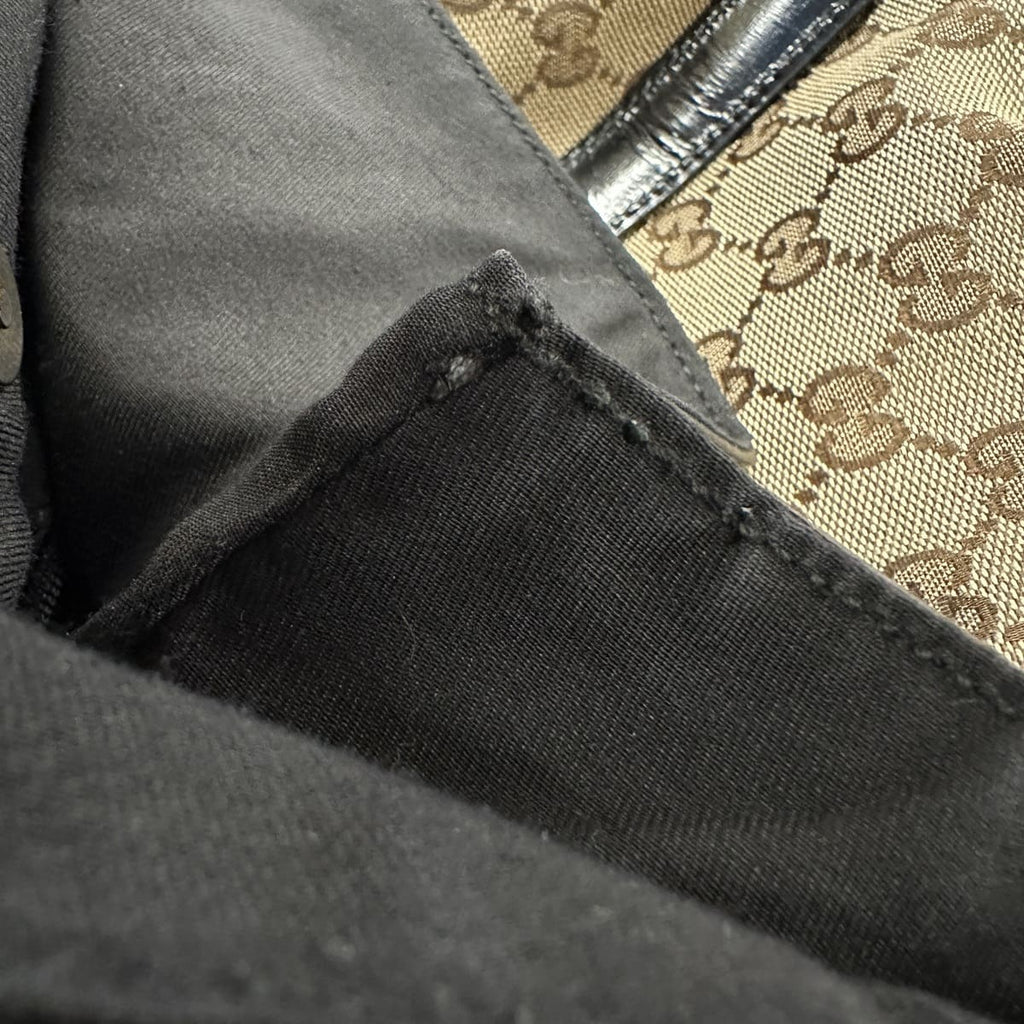 GUCCI 203528 Tote Bag Shoulder Bag GG Canvas Beige x Black Women's Men's Brand PRE-OWNED