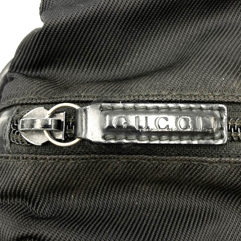 GUCCI 000・1014 Bamboo Handbag, Black Nylon