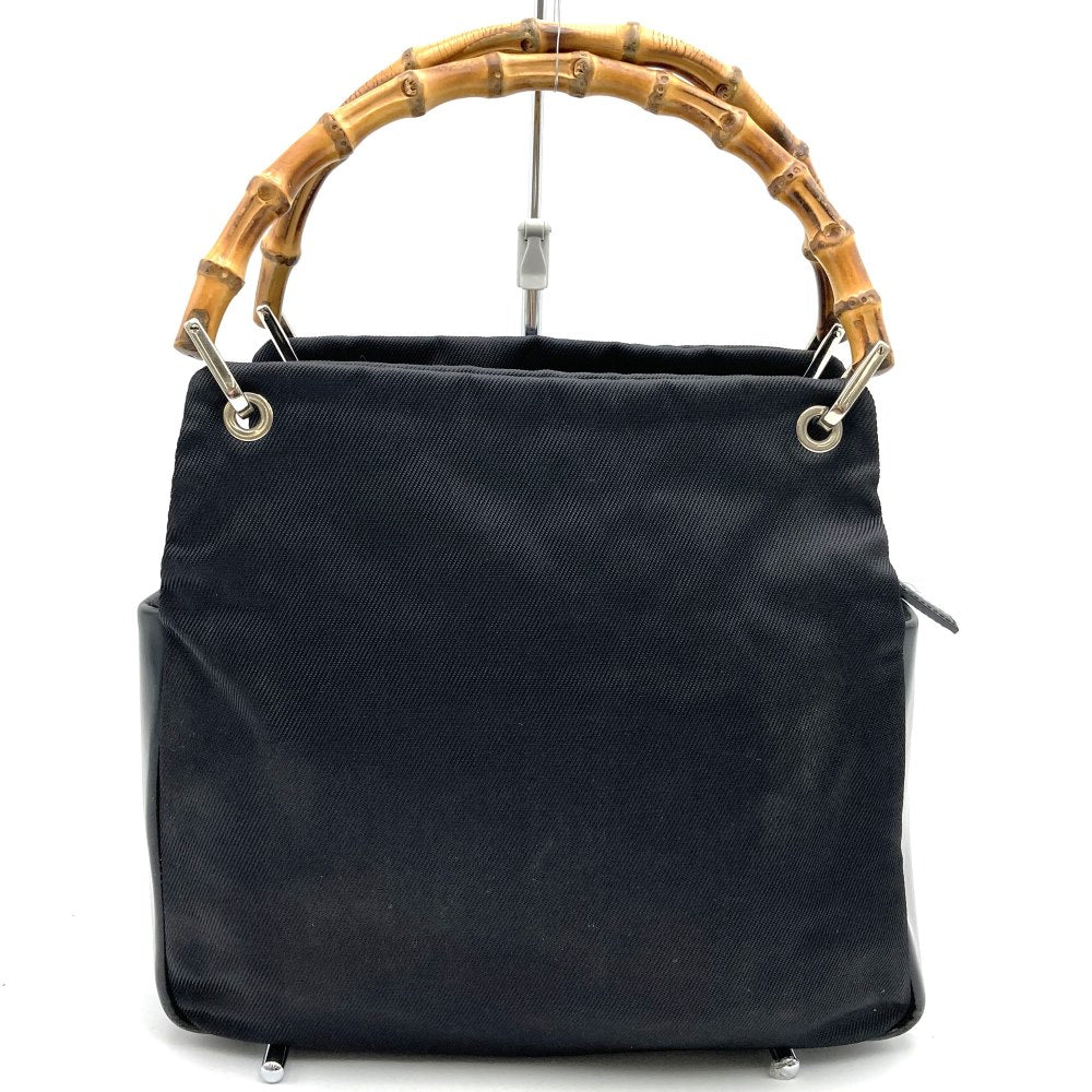 GUCCI 000・1014 Bamboo Handbag, Black Nylon