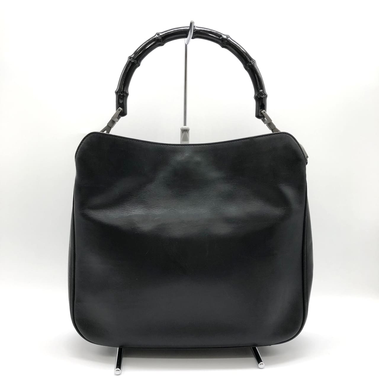 GUCCI 001 1638 Bamboo Handbag Shoulder Bag Leather Black Women's Men's Vintage