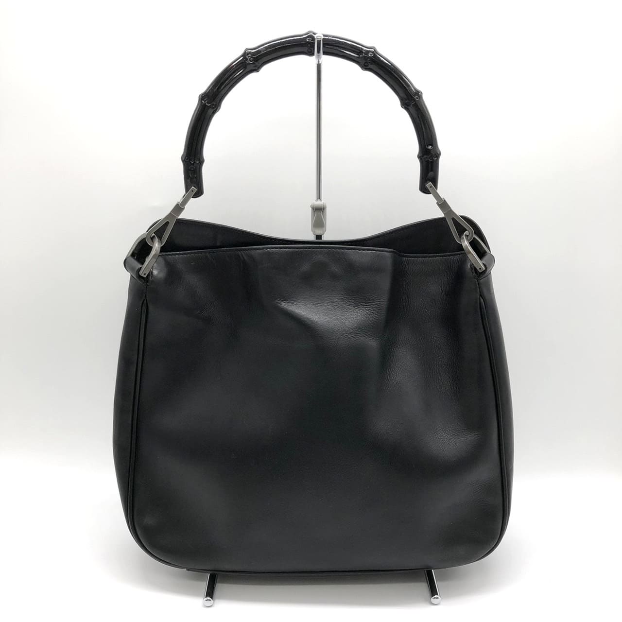 GUCCI 001 1638 Bamboo Handbag Shoulder Bag Leather Black Women's Men's Vintage