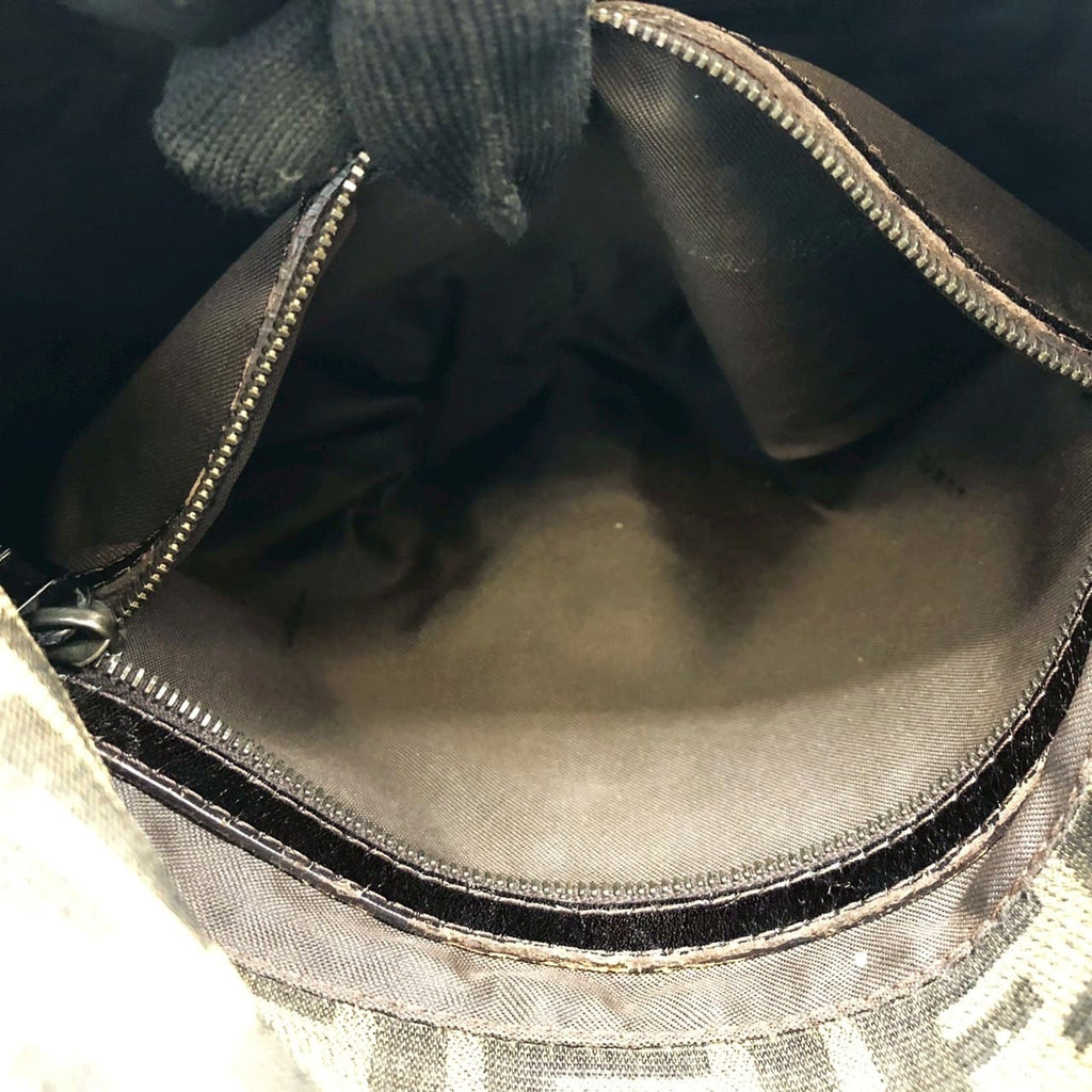 FENDI Mamma Bucket Handbag Shoulder Bag Zucca Nylon Canvas Leather Brown Women's Vintage Men's Brand PRE-OWNED