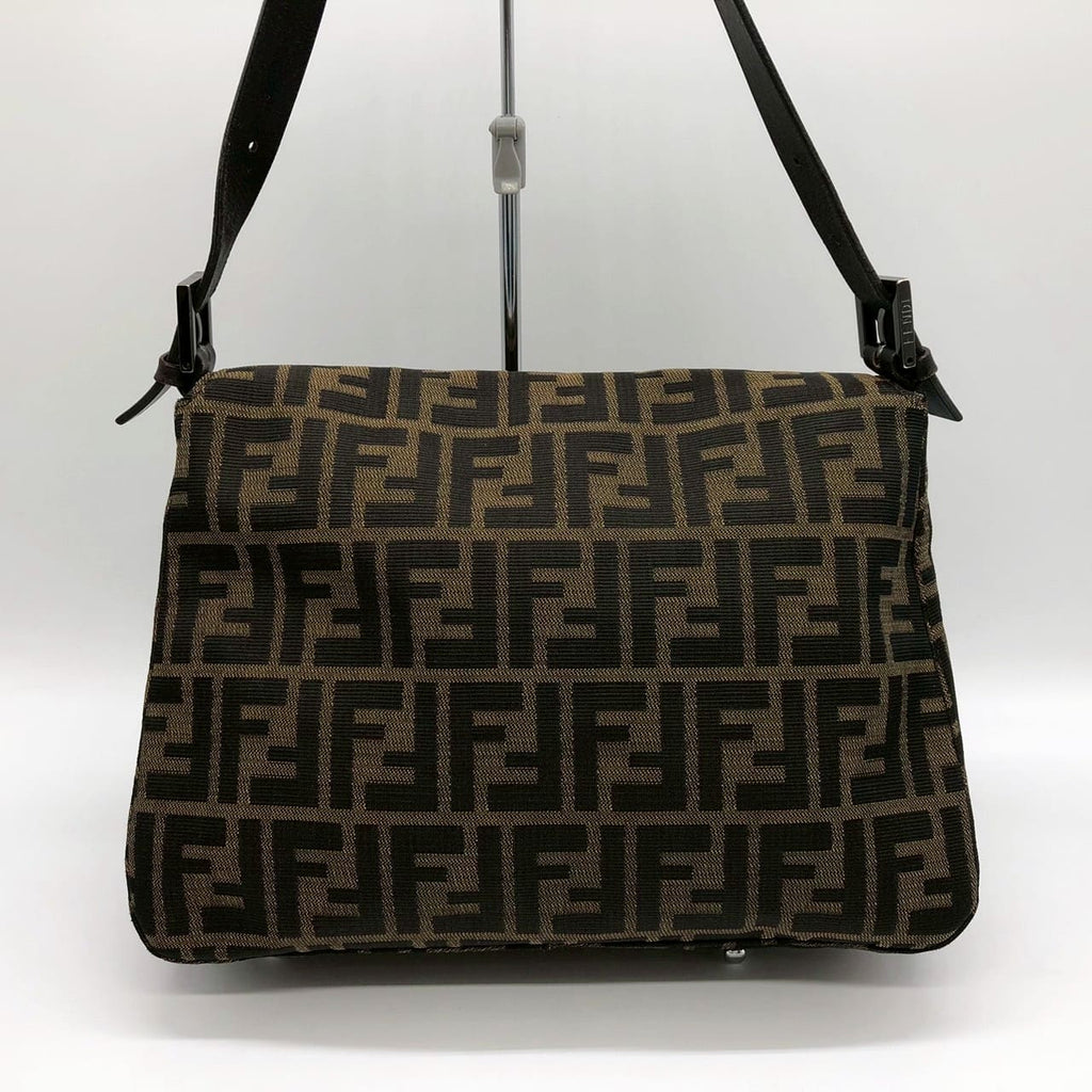 FENDI Mamma Bucket Handbag Shoulder Bag Zucca Nylon Canvas Leather Brown Women's Vintage Men's Brand PRE-OWNED