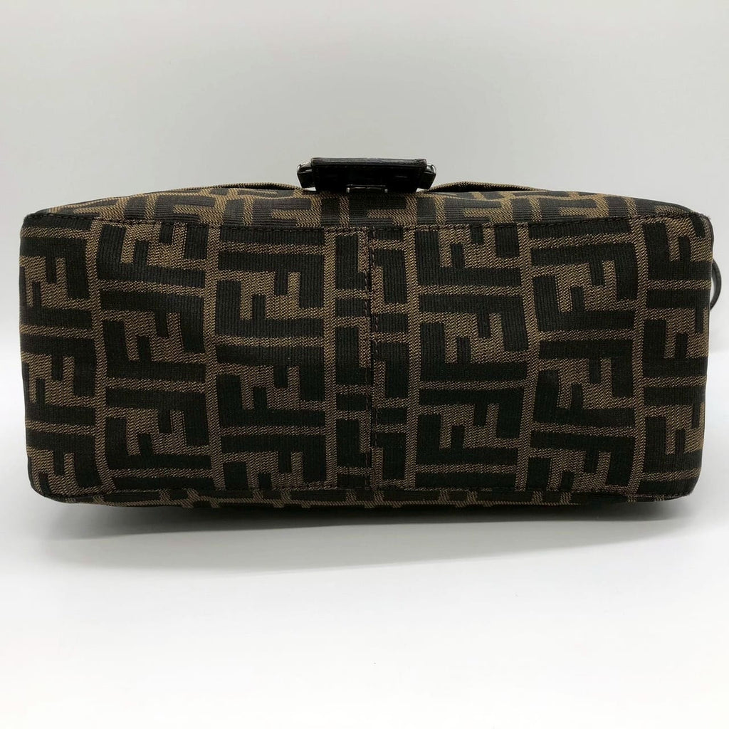 FENDI Mamma Bucket Handbag Shoulder Bag Zucca Nylon Canvas Leather Brown Women's Vintage Men's Brand PRE-OWNED