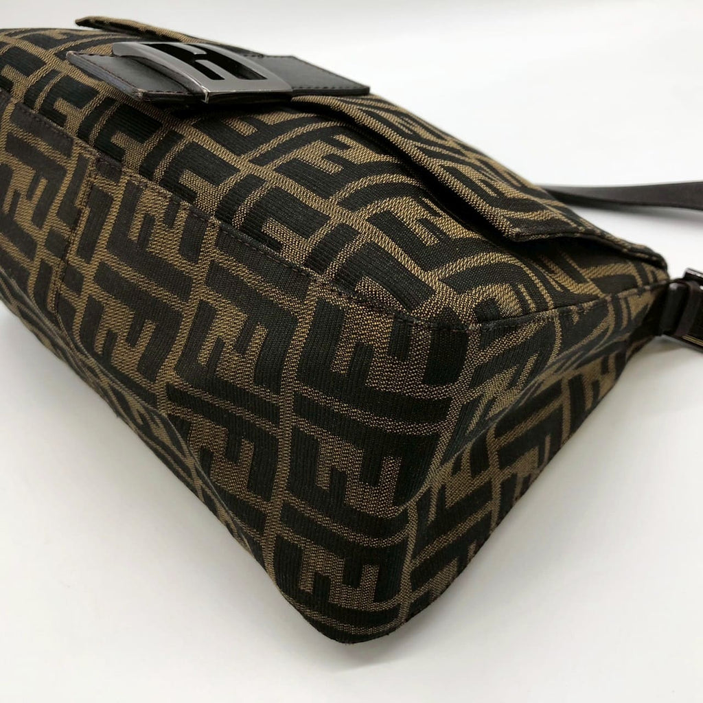 FENDI Mamma Bucket Handbag Shoulder Bag Zucca Nylon Canvas Leather Brown Women's Vintage Men's Brand PRE-OWNED