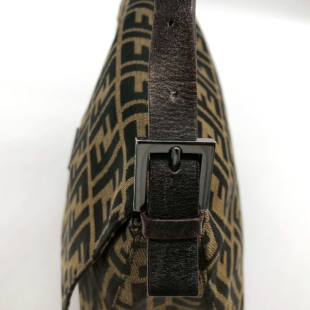 FENDI Mamma Bucket Handbag Shoulder Bag Zucca Nylon Canvas Leather Brown Women's Vintage Men's Brand PRE-OWNED