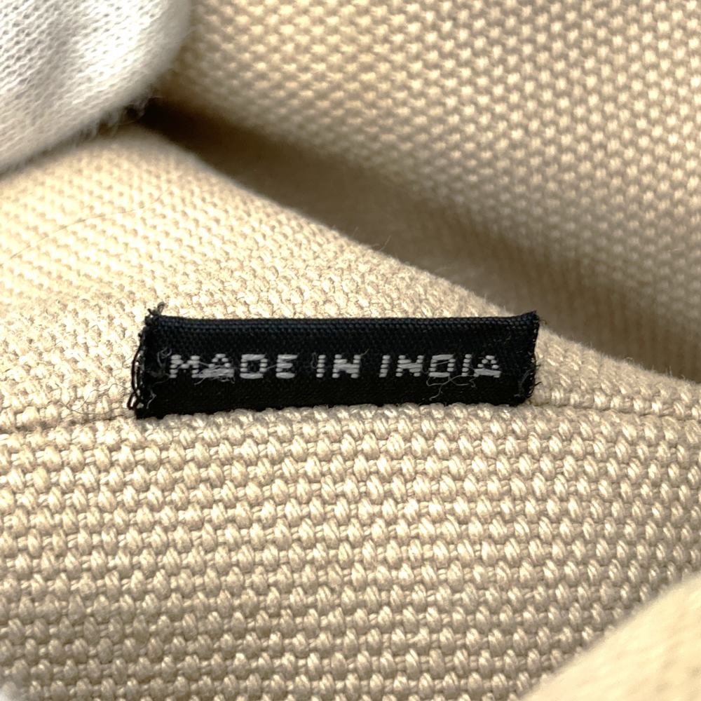 PRADA Prada Canapa Beaded Tote Bag Handbag Stud Canvas Beige Ivory Women's