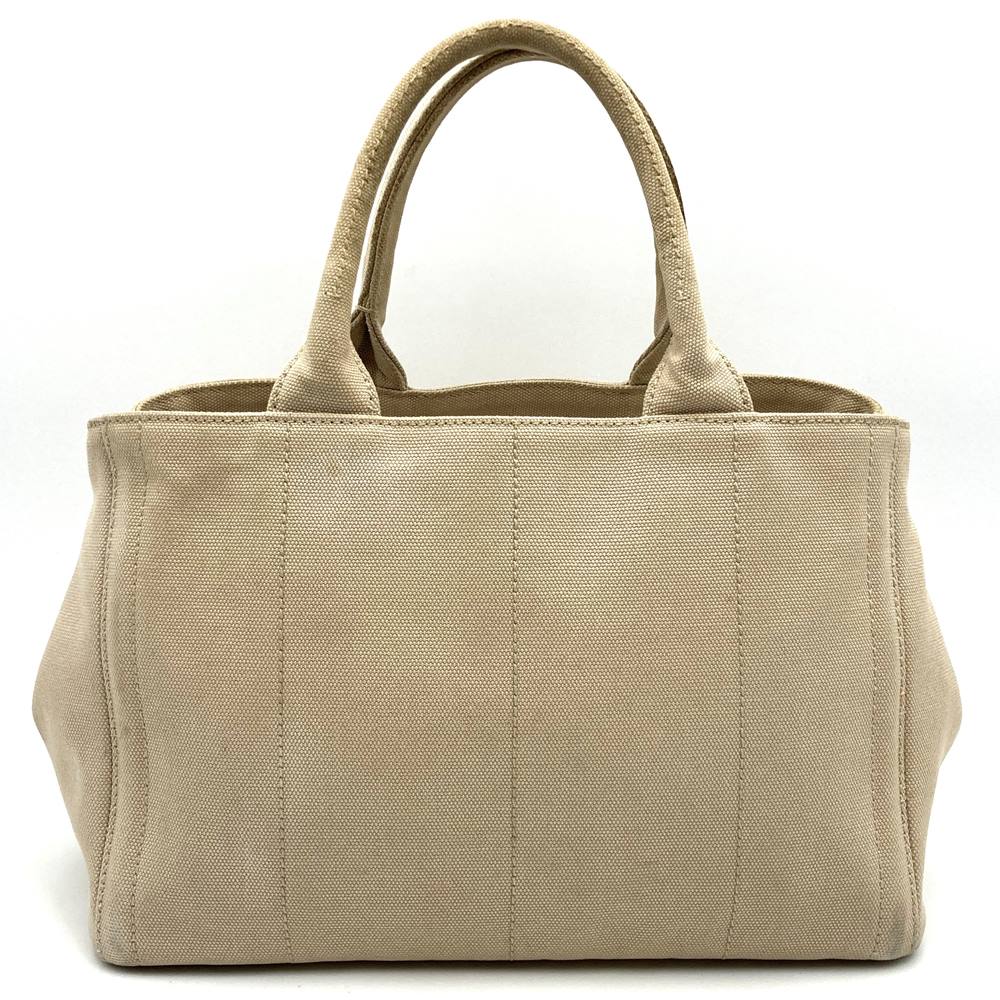 PRADA Prada Canapa Beaded Tote Bag Handbag Stud Canvas Beige Ivory Women's